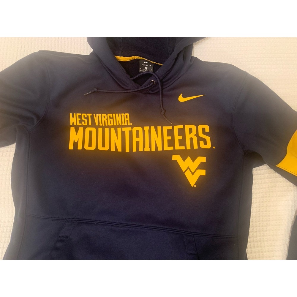 Nike Dri Fit West Virginia Mountaineers Hoodie Men's Size Medium Blue Sweatshirt - Picture 2 of 12
